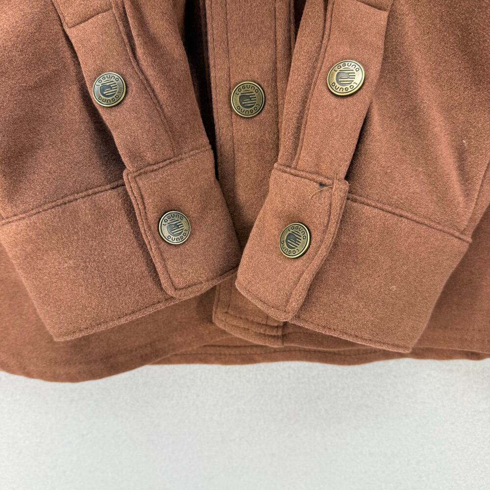 Laguna Shirt Jacket Men's M Brown Snap Front Shacket Fleece Outerwear Preppy - Picture 3 of 11